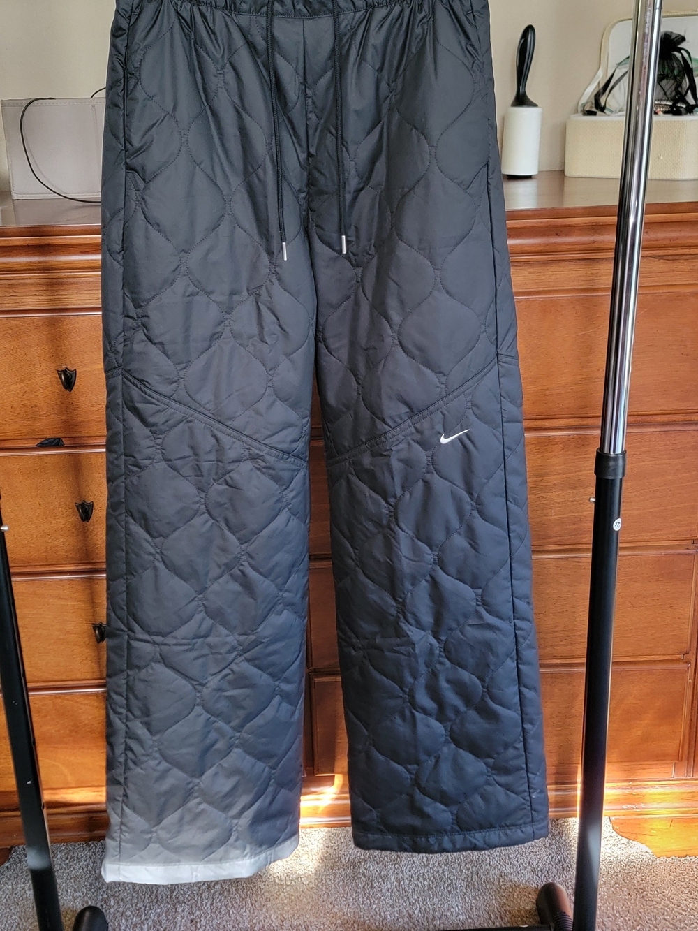 Nike Black Puffer Track Pants with Swoosh Tag